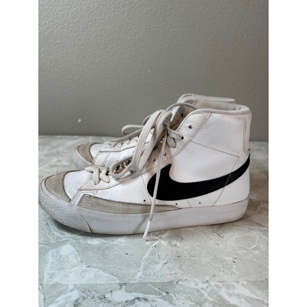 Nike Blazer Mid Youth White Black Sneakers Shoes‎ Kids Size 6.5Y DA4086 100 - Picture 4 of 8